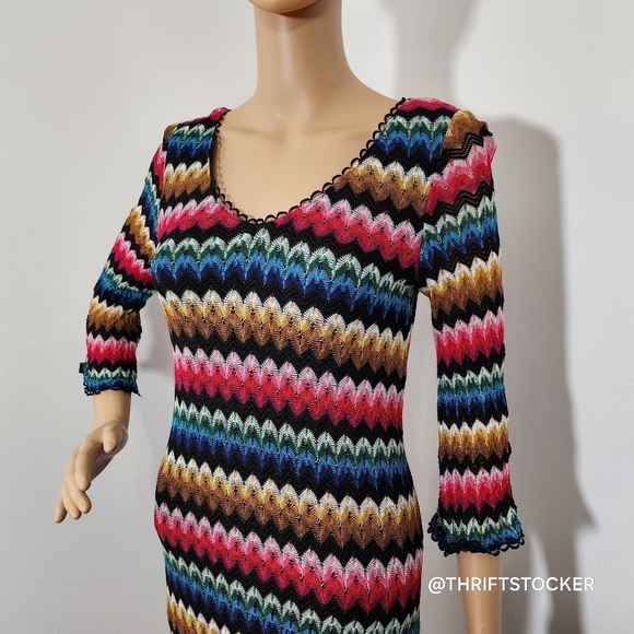 Trina Turk Colorful Chevron Knit Dress size 8 - Picture 4 of 10
